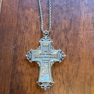 Elegant Silver Cross Pendant Necklace